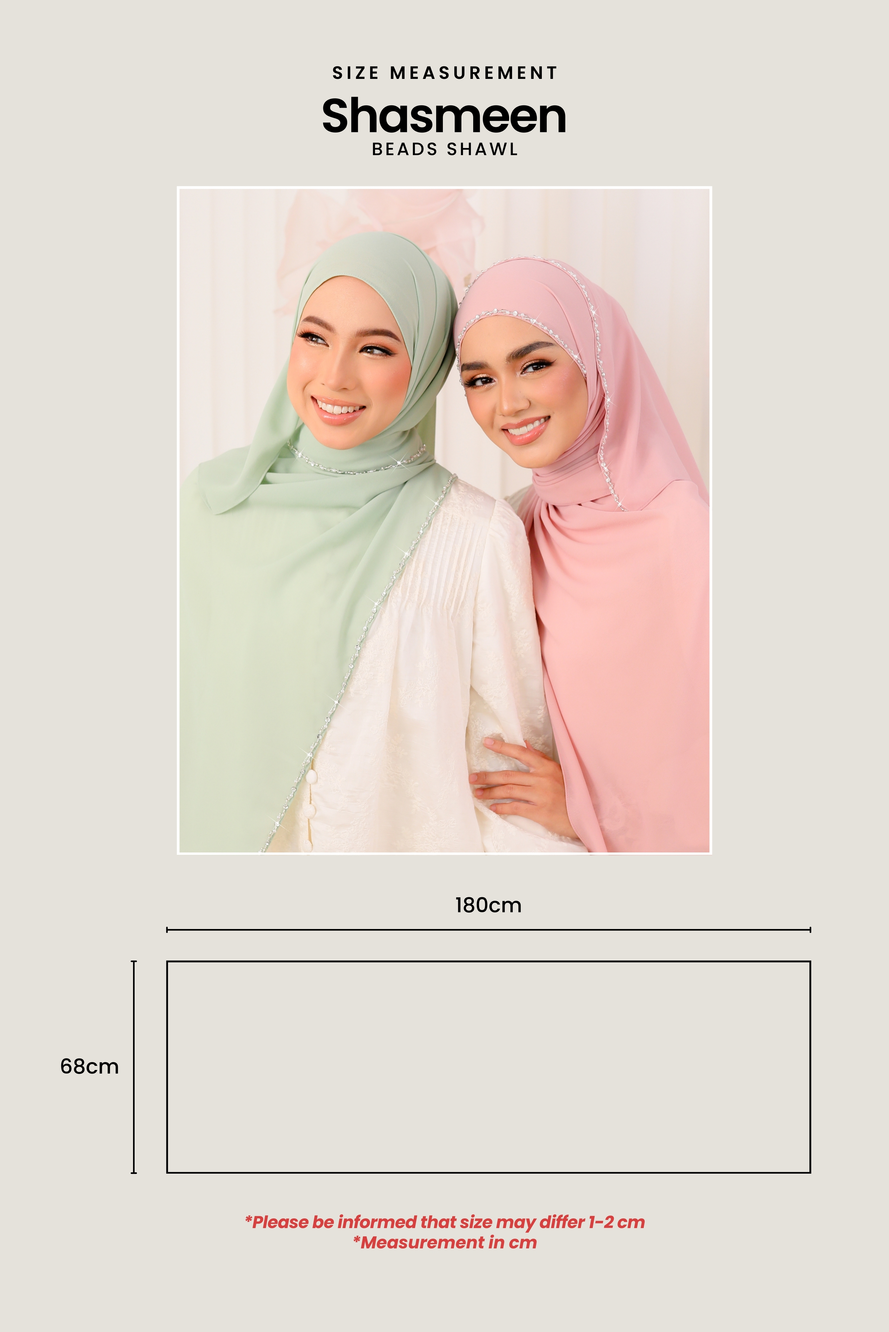 SHASMEEN Beads Long Shawl in Cream